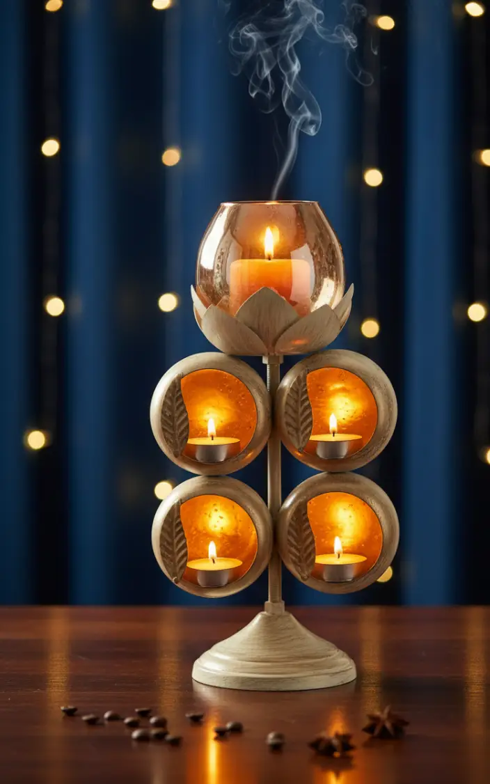 Wrought iron candle stand with Glass