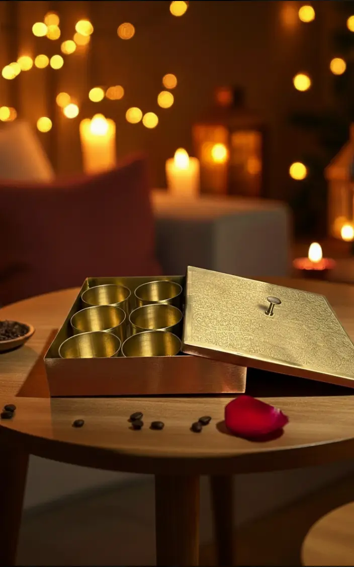 Brass Square Masala Box