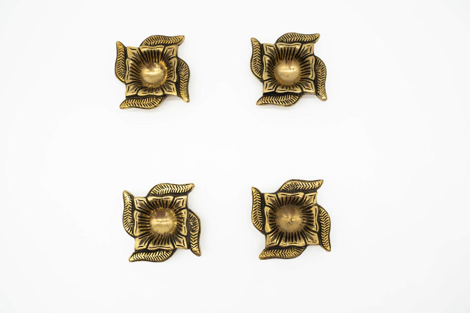 Divine Swastik Diya Set – Antique Brass Finish