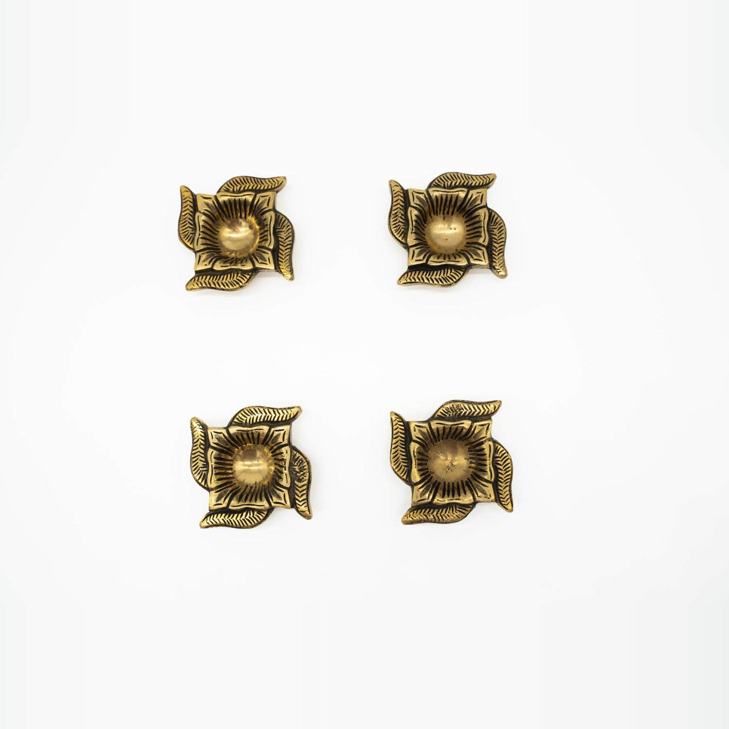 Divine Swastik Diya Set – Antique Brass Finish