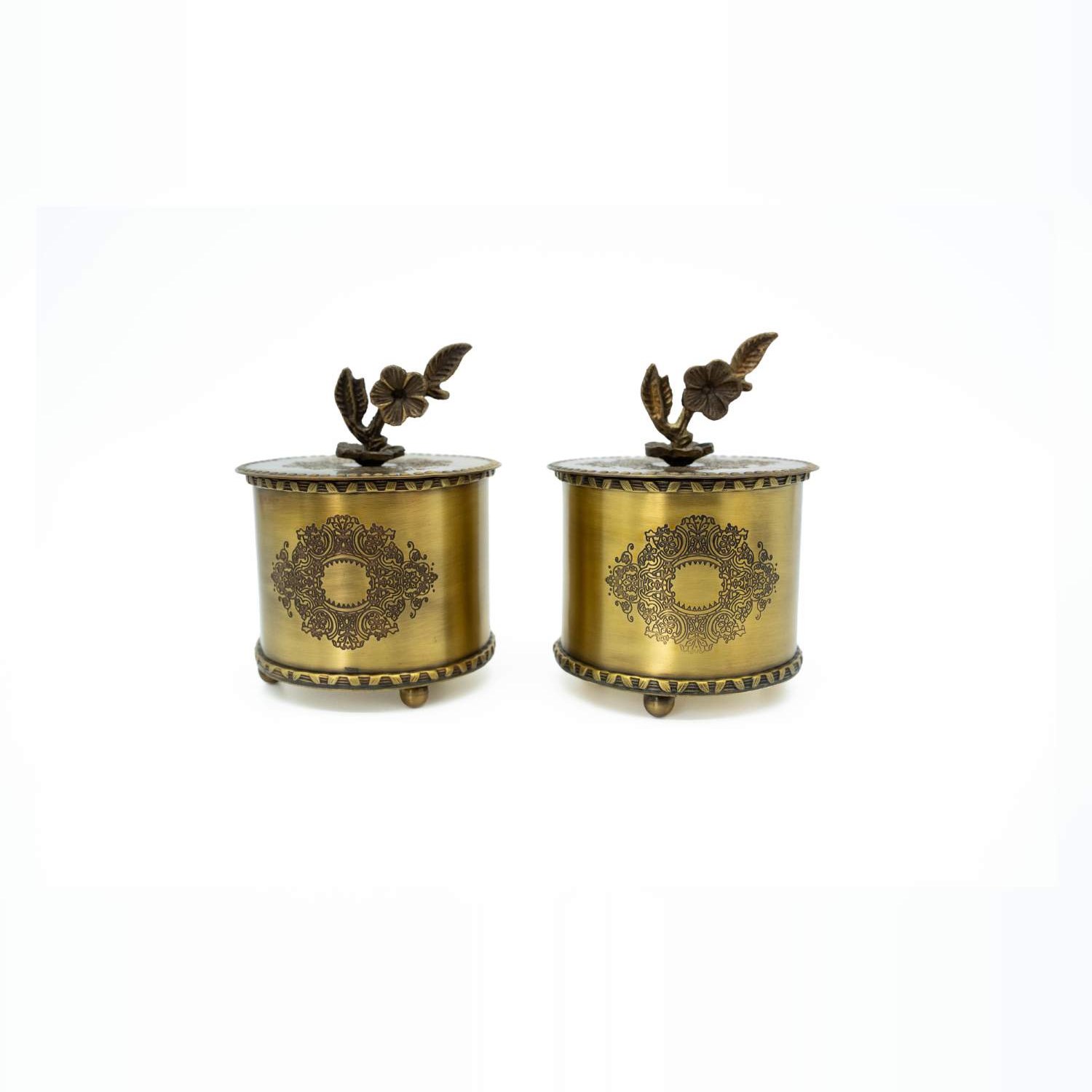 Vintage Floral Brass Keepsake Box
