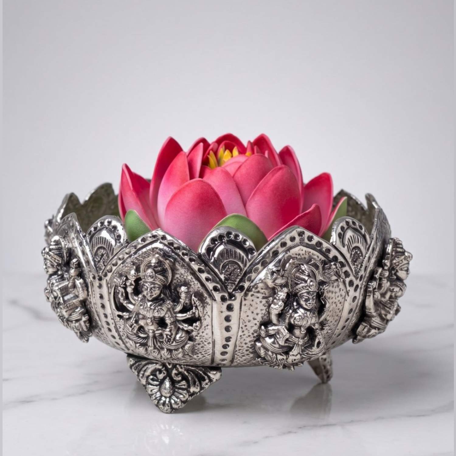 Divine Ashtalakshmi Bowl – Antiqued Silver Finish