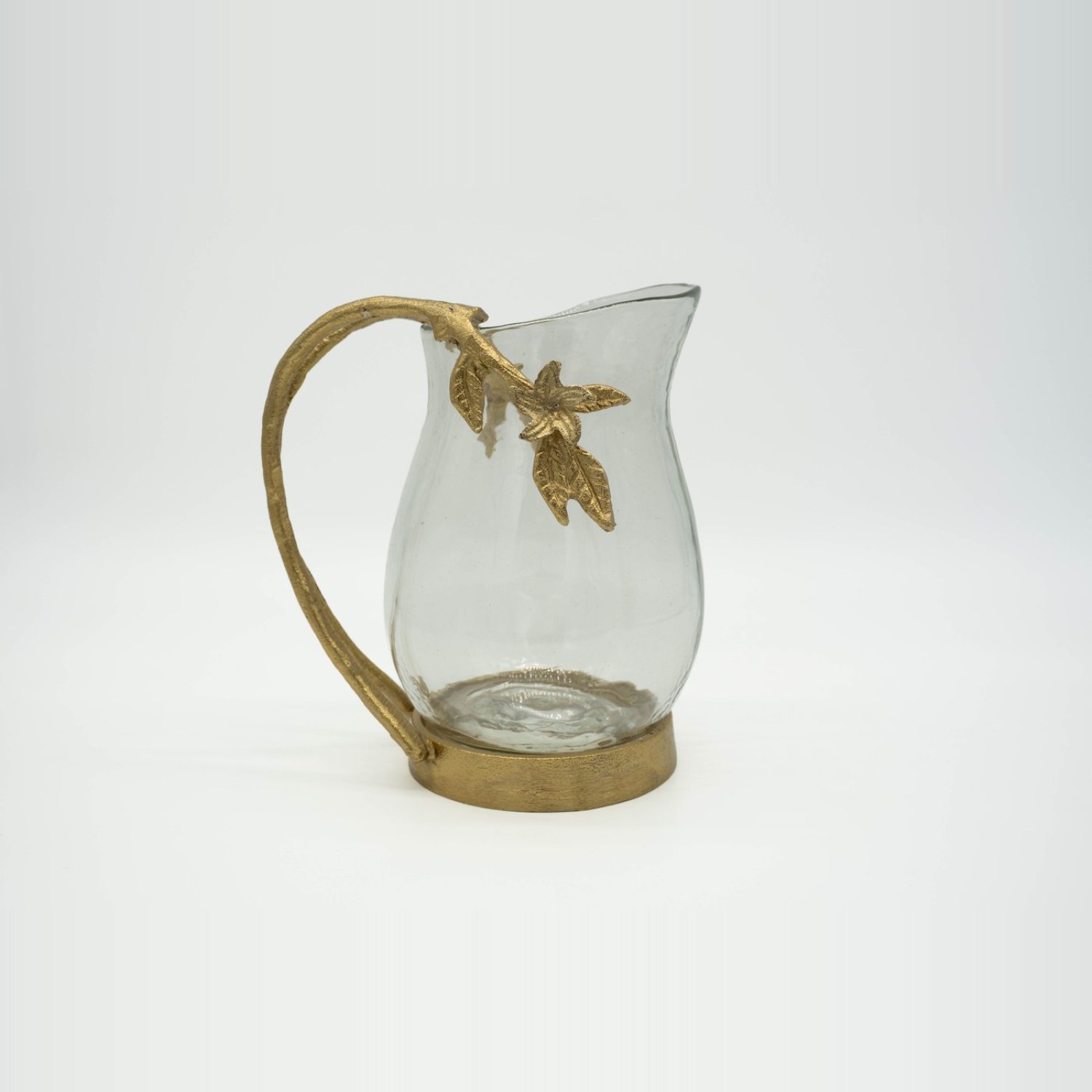 Golden Botanical Glass Water Jug